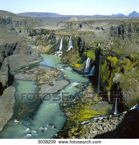 Fluvial topography (Hrauneyarfoss) in Iceland View Large Photo Image Stock Photo - Fluvial topography (Hrauneyarfoss) in Iceland . Fotosearch