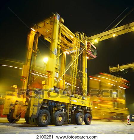 Forklift on port, Hamburg, Germany View Large Photo Image Stock Image - Forklift on port, Hamburg, Germany . Fotosearch