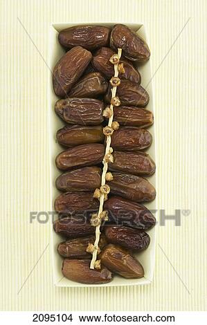 Picture - High angle view of dried figs in box . Fotosearch