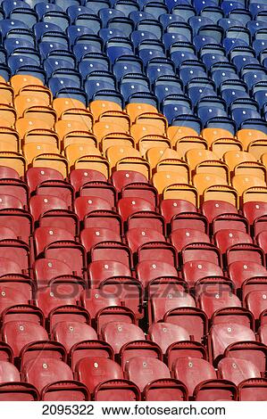 High angle view of empty chairs in stadium View Large Photo Image Stock Image - High angle view of empty chairs in stadium . Fotosearch