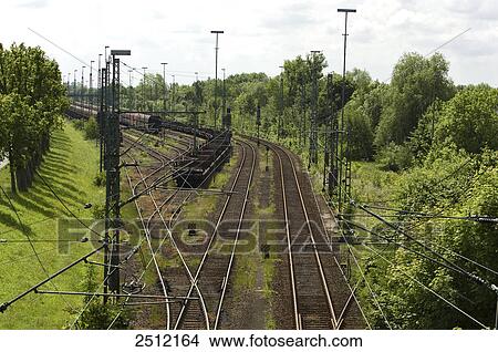 High angle view of freight trains on tracks View Large Photo Image Picture - High angle view of freight trains on tracks . Fotosearch