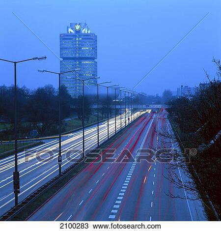 High angle view of traffic in motion at dusk, Germany View Large Photo Image Stock Image - High angle view of traffic in motion at dusk, Germany . Fotosearch