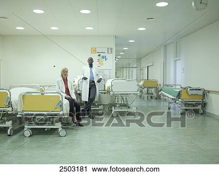 Stock Image - Interiors of hospital ward . Fotosearch