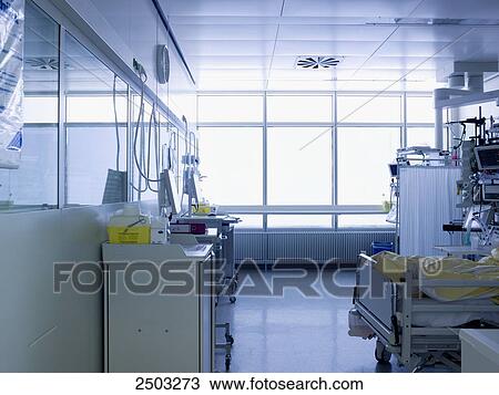 Stock Image - Interiors of hospital ward . Fotosearch