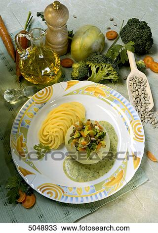 kohlrabi filled with vegetable and mashed potatoes View Large Photo Image Stock Image - kohlrabi filled with vegetable and mashed potatoes . Fotosearch
