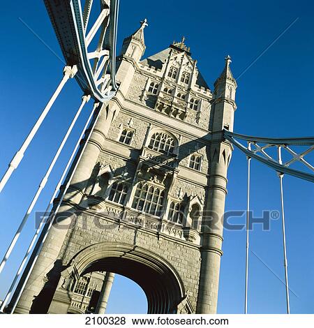 Stock Photo - Low angle view of bridge, Tower Bridge, London, England . Fotosearch