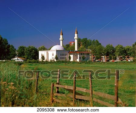 Park in front of mosque View Large Photo Image Stock Photo - Park in front of mosque . Fotosearch