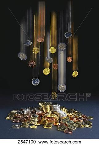 Stock Image - Raining european coins . Fotosearch