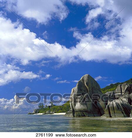 Rocky coast of island, Seychelles View Large Photo Image Stock Photo - Rocky coast of island, Seychelles . Fotosearch