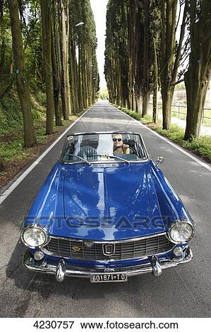 Senior woman driving convertible on tree-lined road, Italy, Padenghe sul Garda View Large Photo Image Stock Photo - Senior woman driving convertible on tree-lined road, Italy, Padenghe sul Garda . Fotosearch
