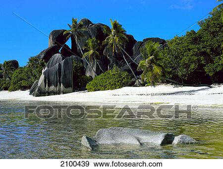 Seychelles Islands, lonely beach View Large Photo Image Stock Photo - Seychelles Islands, lonely beach . Fotosearch