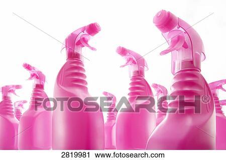 Spray bottles of pink color View Large Photo Image Stock Image - Spray bottles of pink color . Fotosearch