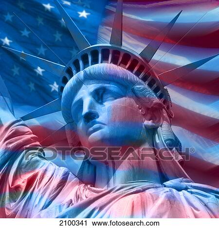 Statue of liberty superimposed on American flag, New York City, New York State, USA View Large Photo Image Stock Image - Statue of liberty superimposed on American flag, New York City, New York State, USA . Fotosearch