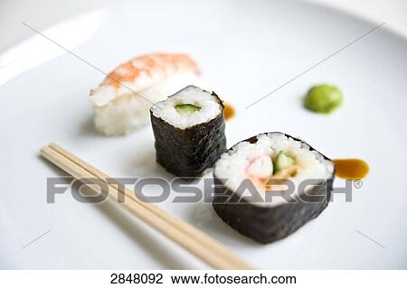 Sushi served in plate View Large Photo Image Stock Image - Sushi served in plate . Fotosearch