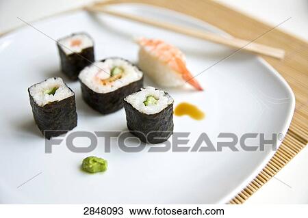 Sushi served in plate View Large Photo Image Stock Image - Sushi served in plate . Fotosearch
