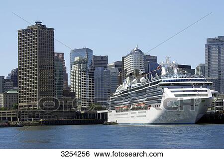 Vancouver skyline with a cruise ship View Large Photo Image Stock Photograph - Vancouver skyline with a cruise ship . Fotosearch