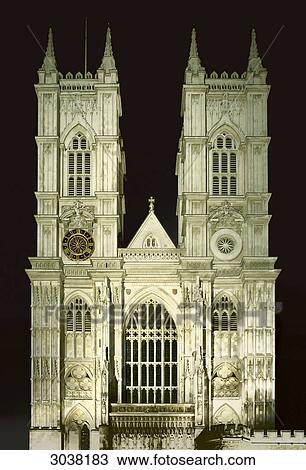 Stock Image - Westminster Abbey at night . Fotosearch