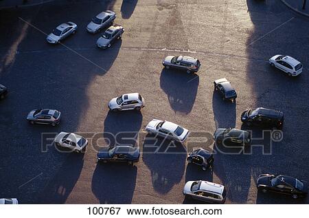 Stock Photo - Aerial view of cars on road, Place Charles de Gaulle, Champs-Elysees, Paris, France . Fotosearch