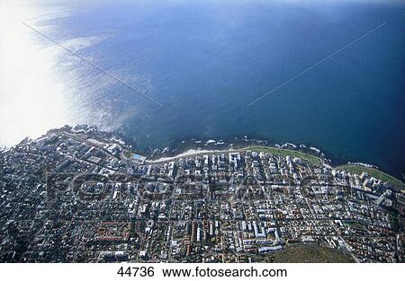 Aerial view of city at coast, Sea Point, Cape Town, South Africa View Large Photo Image Stock Photograph - Aerial view of city at coast, Sea Point, Cape Town, South Africa . Fotosearch