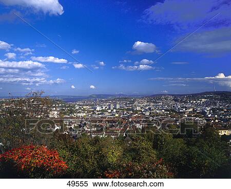 Aerial view of town, Stuttgart, Baden-Wuerttemberg, Germany View Large Photo Image Stock Photography - Aerial view of town, Stuttgart, Baden-Wuerttemberg, Germany . Fotosearch