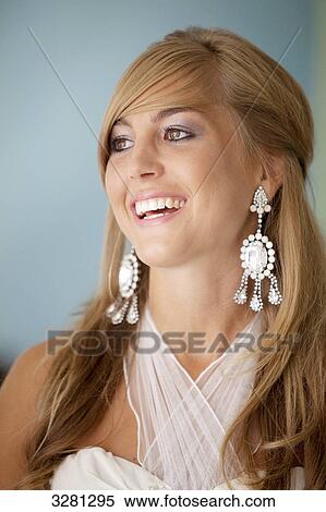 Stock Photography - Blond woman laughing, portrait . Fotosearch