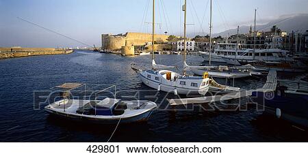 Stock Image - Boats at harbor, Kyrenia, Cyprus . Fotosearch
