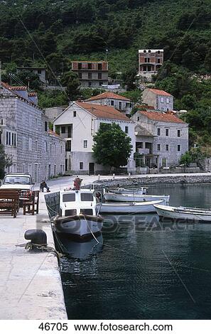 Stock Photography - Boats at harbor, Sobra, Mljet Island, Dalmatia, Croatia . Fotosearch