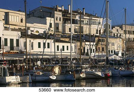 Stock Image - Boats in harbor, Ciutadella, Minorca, Balearic Islands, Spain . Fotosearch