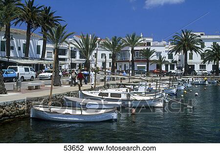 Boats in harbor, Fornells, Minorca, Balearic Islands, Spain View Large Photo Image Stock Image - Boats in harbor, Fornells, Minorca, Balearic Islands, Spain . Fotosearch