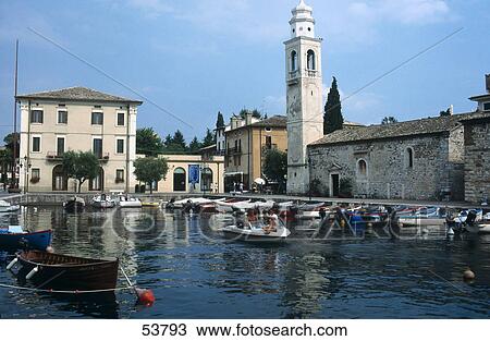 Boats in harbor, Lake Garda, Veneto, Italy View Large Photo Image Stock Image - Boats in harbor, Lake Garda, Veneto, Italy . Fotosearch