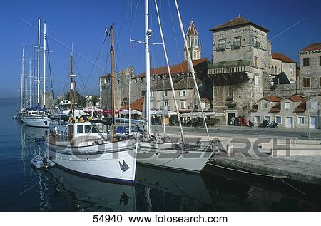 Boats in harbor, Trogir, Dalmatia, Croatia View Large Photo Image Stock Image - Boats in harbor, Trogir, Dalmatia, Croatia . Fotosearch
