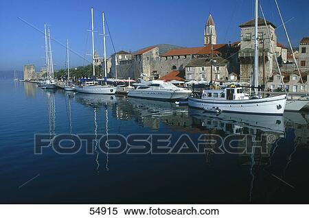 Boats in harbor, Trogir, Dalmatia, Croatia View Large Photo Image Stock Photography - Boats in harbor, Trogir, Dalmatia, Croatia . Fotosearch