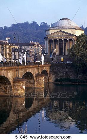 Bridge across river, Church Grand Madre di Dio, Ponte Vittorio Emanuelle, River Po, Rundkirche, Turin, Piedmont, Italy View Large Photo Image Stock Photography - Bridge across river, Church Grand Madre di Dio, Ponte Vittorio Emanuelle, River Po, Rundkirche, Turin, Piedmont, Italy . Fotosearch