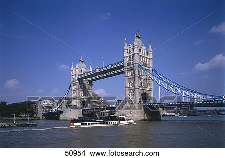 Picture - Bridge across river, Tower Bridge, Thames River, London, England . Fotosearch