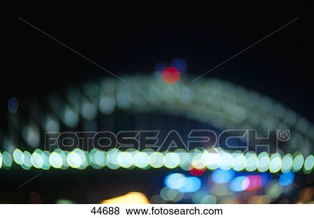 Stock Photo - Bridge lit up at night, Sydney Harbor Bridge, Sydney Harbor, Sydney, New South Wales, Australia . Fotosearch