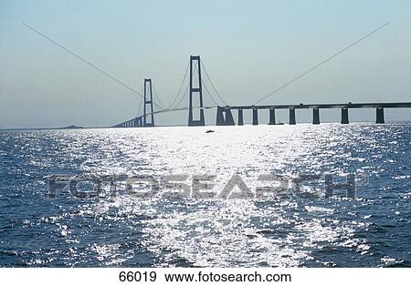 Stock Photo - Bridge over strait, Great Belt Fixed Link, Great Belt, Denmark . Fotosearch