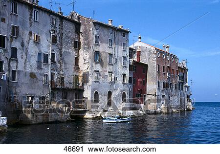 Buildings at waterfront, Adria, Istria, Rovinj, Croatia View Large Photo Image Stock Image - Buildings at waterfront, Adria, Istria, Rovinj, Croatia . Fotosearch