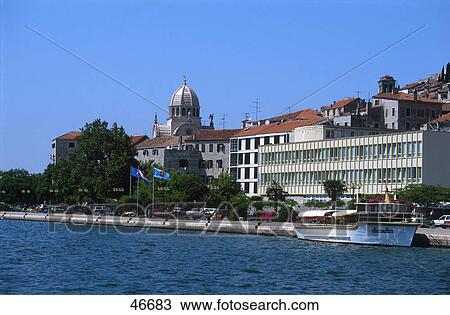 Buildings at waterfront, Krka, Sibenik, Dalmatia, Croatia View Large Photo Image Stock Image - Buildings at waterfront, Krka, Sibenik, Dalmatia, Croatia . Fotosearch
