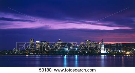 Stock Image - Buildings at waterfront, St. Lorenz River, Montreal, Quebec, Canada . Fotosearch