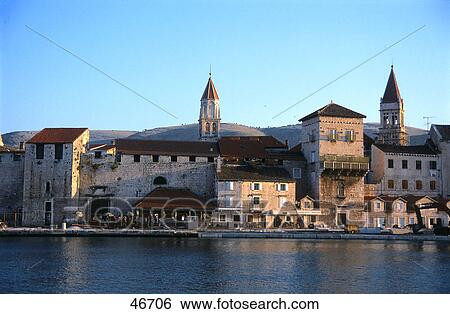 Buildings at waterfront, Trogir, Dalmatia, Croatia View Large Photo Image Stock Photograph - Buildings at waterfront, Trogir, Dalmatia, Croatia . Fotosearch