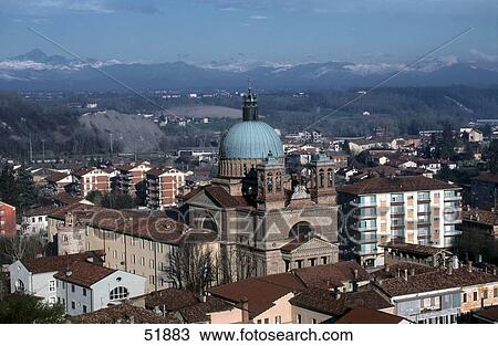 Stock Image - Buildings in town, Dogliani, Barolo, Cuneo, Piedmont, Italy . Fotosearch