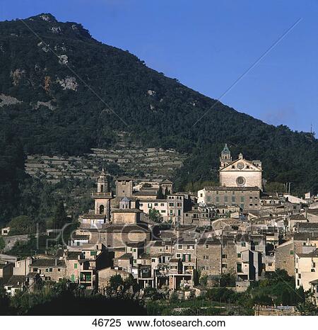 Buildings in town, Valldemossa, Balearic Islands, Majorca, Balearic Islands, Spain View Large Photo Image Stock Photography - Buildings in town, Valldemossa, Balearic Islands, Majorca, Balearic Islands, Spain . Fotosearch