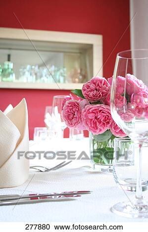 Bunch of flowers in vase on table View Large Photo Image Stock Image - Bunch of flowers in vase on table . Fotosearch