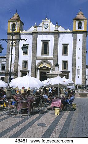 Cafe in front of church, Praca Do Giraldo, Evora, Alentejo, Portugal View Large Photo Image Stock Image - Cafe in front of church, Praca Do Giraldo, Evora, Alentejo, Portugal . Fotosearch