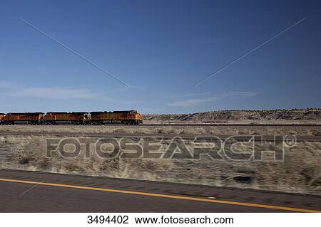 Stock Image - Cargo train, New Mexico, USA . Fotosearch