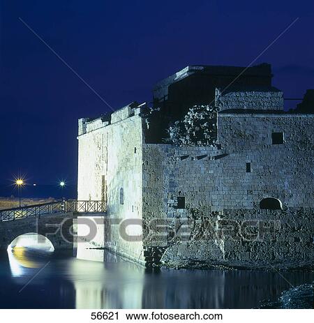 Stock Image - Castle at waterfront, Paphos, Cyprus, Greece . Fotosearch