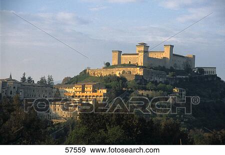 Castle on a hill, Albornozian Castle, Spoleto, Umbria, Italy View Large Photo Image Stock Photo - Castle on a hill, Albornozian Castle, Spoleto, Umbria, Italy . Fotosearch