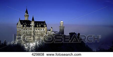 Castle on hill, Schloss Neuschwanstein, Allgau, Bavaria, Germany View Large Photo Image Stock Photo - Castle on hill, Schloss Neuschwanstein, Allgau, Bavaria, Germany . Fotosearch