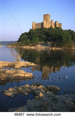 Castle on hill, Tagus River, Portugal View Large Photo Image Stock Photo - Castle on hill, Tagus River, Portugal . Fotosearch