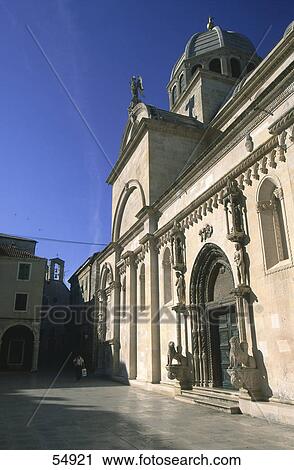 Cathedral in city, Cathedral of St. James, Dalmatia, Croatia View Large Photo Image Stock Image - Cathedral in city, Cathedral of St. James, Dalmatia, Croatia . Fotosearch